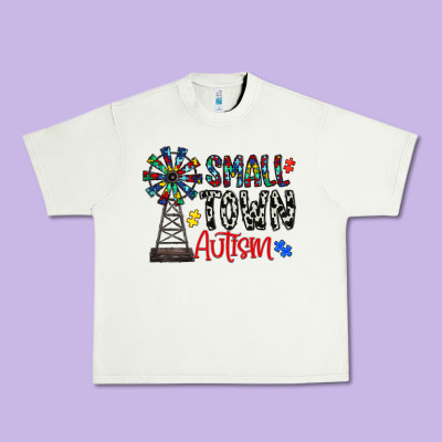 Small Town Autism Urban Heavy Tee Designed By Cowhidedigitalart