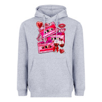 Heather Grey valentines day cassette Heavyweight Hoodie - NancyCooperArtShop