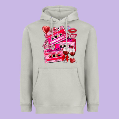 Valentines Day Cassette Heavyweight Hoodie Designed By Nancycooperartshop