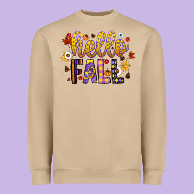 Hello Fall Heavyweight Sweatshirt Designed By Cowhidedigitalart