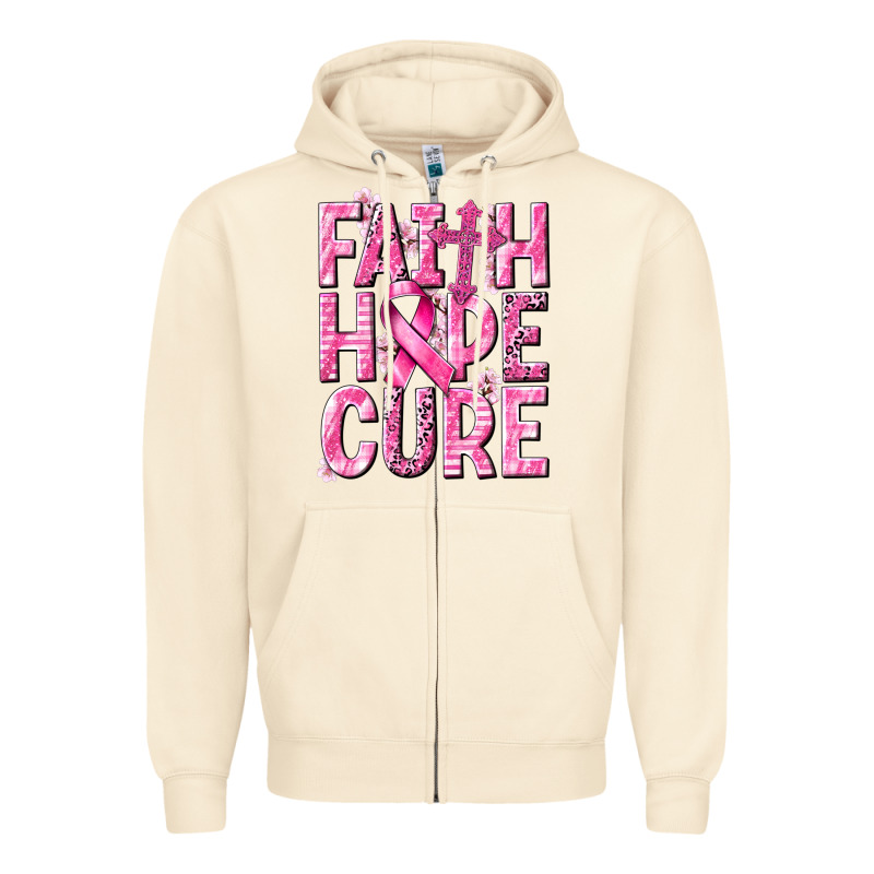 Faith Hope Cure Cancer Zipper Hoodie by NancyCooperArtShop | Teevron