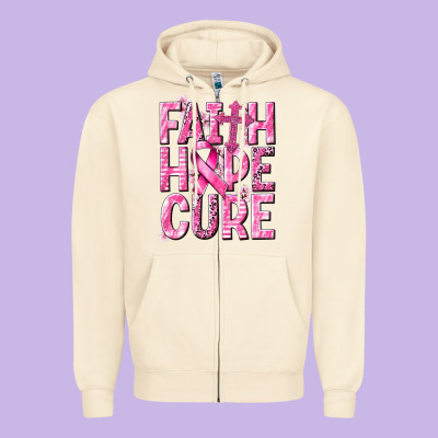 Faith Hope Cure Cancer Zipper Hoodie Designed By Nancycooperartshop