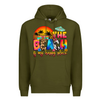 Army Green the beach is my happy place Premium Hoodie - Artiststas