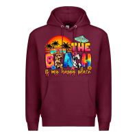 Burgundy the beach is my happy place Premium Hoodie - Artiststas