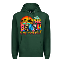 Sports Green the beach is my happy place Premium Hoodie - Artiststas