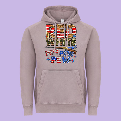 Red White And Pew Pew Pew Vintage Hoodie Designed By Zillion Design Studio
