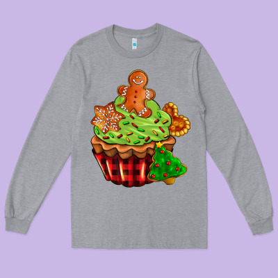 Christmas Cookie Cupcake Long Sleeve Tee Designed By Adodesignshop