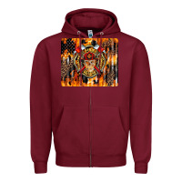 Burgundy Firefighter Skull Zipper Hoodie - LillyAllenDesigns