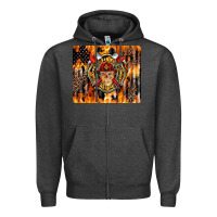 Charcoal Heather Firefighter Skull Zipper Hoodie - LillyAllenDesigns
