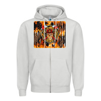 Dove Grey Firefighter Skull Zipper Hoodie - LillyAllenDesigns