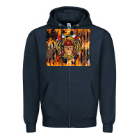 Navy Firefighter Skull Zipper Hoodie - LillyAllenDesigns