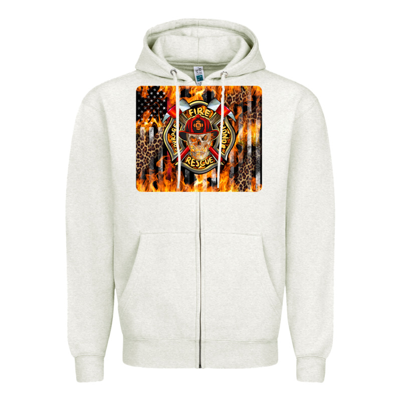Firefighter Skull Zipper Hoodie by LillyAllenDesigns | Teevron