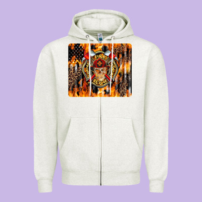 Firefighter Skull Zipper Hoodie Designed By Lillyallendesigns