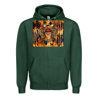 Sports Green Firefighter Skull Zipper Hoodie - LillyAllenDesigns