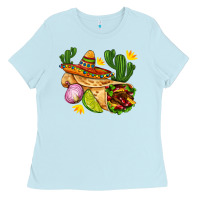 Baby Blue burrito  with sombrero and union with cactus Ladies Tee - AdoDesignShop