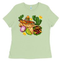 Matcha burrito  with sombrero and union with cactus Ladies Tee - AdoDesignShop