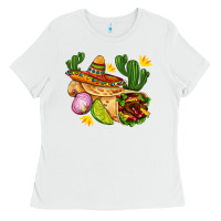 White burrito  with sombrero and union with cactus Ladies Tee - AdoDesignShop