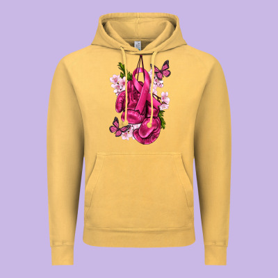 Cancer Boxing Gloves With Ribbon Vintage Hoodie Designed By Texasbilliewilder