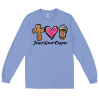 Colony Blue jesus love coffee Long Sleeve Tee - Jasminsmagicworld