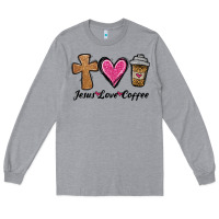 Heather Grey jesus love coffee Long Sleeve Tee - Jasminsmagicworld