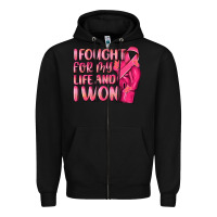 Black i fought for my life and i won Zipper Hoodie - NancyCooperArtShop