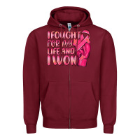 Burgundy i fought for my life and i won Zipper Hoodie - NancyCooperArtShop
