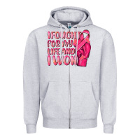 Heather Grey i fought for my life and i won Zipper Hoodie - NancyCooperArtShop