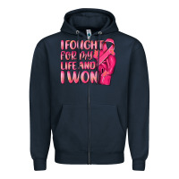 Navy i fought for my life and i won Zipper Hoodie - NancyCooperArtShop