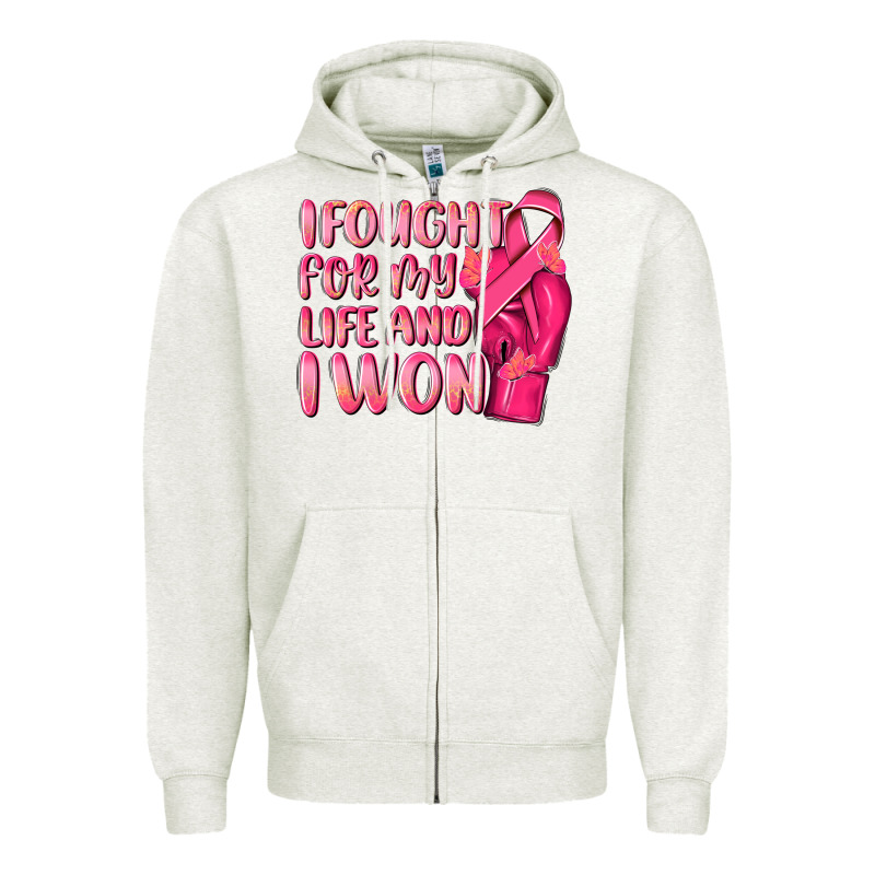 I Fought For My Life And I Won Zipper Hoodie by NancyCooperArtShop | Teevron