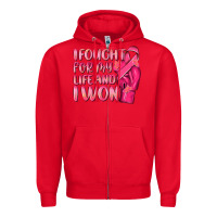 Red i fought for my life and i won Zipper Hoodie - NancyCooperArtShop