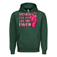 Sports Green i fought for my life and i won Zipper Hoodie - NancyCooperArtShop