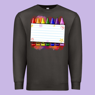 Crayons Add Your Text Premium Sweatshirt Designed By Nancycooperartshop