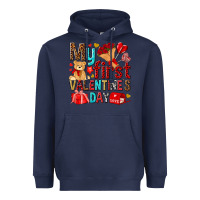 Navy my first valentines day Heavyweight Hoodie - NancyCooperArtShop