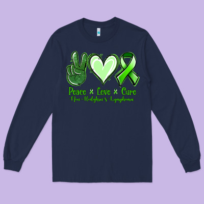 Peace Love Cure Non Hodgkin's Lymphoma Long Sleeve Tee Designed By Jasminsmagicworld