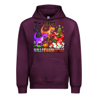 Mauve Wine happy hallothanksmas dinosaur Urban Hoodie - texasbilliewilder