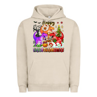 Pigment French Oak happy hallothanksmas dinosaur Urban Hoodie - texasbilliewilder