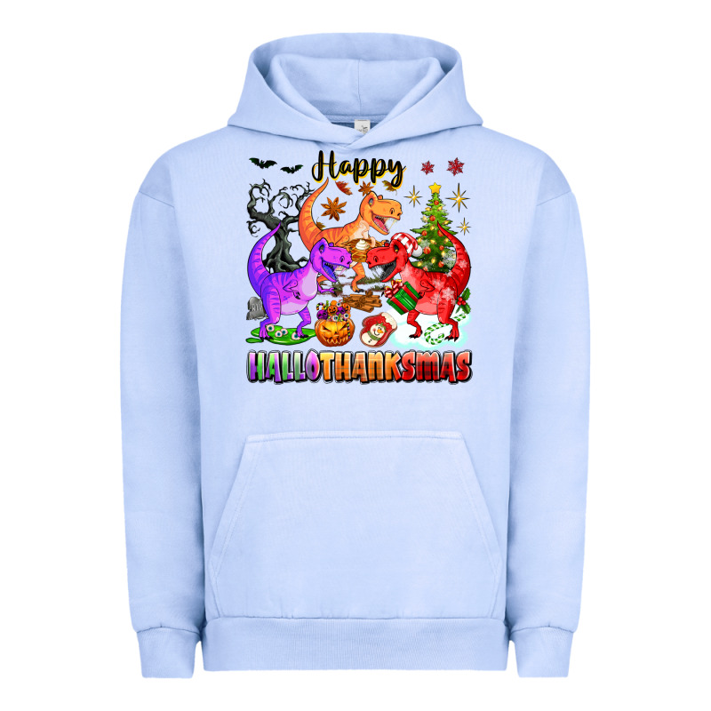Happy Hallothanksmas Dinosaur Urban Hoodie by texasbilliewilder | Teevron
