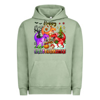 Pigment Oil Green happy hallothanksmas dinosaur Urban Hoodie - texasbilliewilder