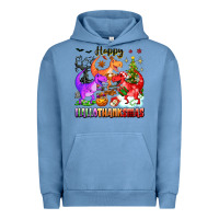 Pigment Pebble Blue happy hallothanksmas dinosaur Urban Hoodie - texasbilliewilder