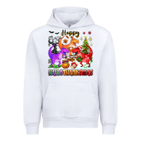 White happy hallothanksmas dinosaur Urban Hoodie - texasbilliewilder