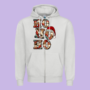 Ho Ho Ho Western Christmas Zipper Hoodie Designed By Jasminsmagicworld