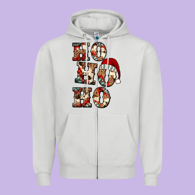 Ho Ho Ho Western Christmas Zipper Hoodie Designed By Jasminsmagicworld