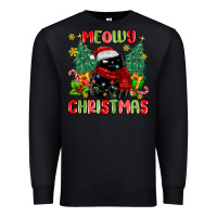 Black meowy christmas black cat Premium Sweatshirt - MaliasSmallBusiness