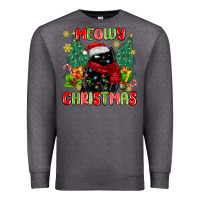 Charcoal Heather meowy christmas black cat Premium Sweatshirt - MaliasSmallBusiness