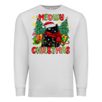 Dove Grey meowy christmas black cat Premium Sweatshirt - MaliasSmallBusiness