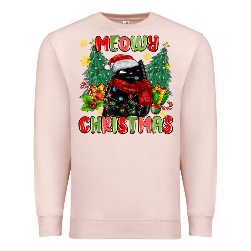 Meowy Christmas Black Cat Premium Sweatshirt by MaliasSmallBusiness | Teevron