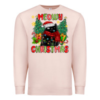 Pale Pink meowy christmas black cat Premium Sweatshirt - MaliasSmallBusiness