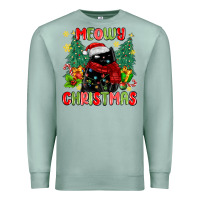 Seafoam meowy christmas black cat Premium Sweatshirt - MaliasSmallBusiness