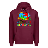 Burgundy different is beautiful Premium Hoodie - Artiststas