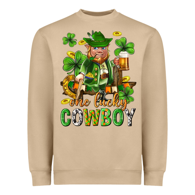 One Lucky Cowboy With St. Patricks Elf Heavyweight Sweatshirt by Neo Western | Teevron